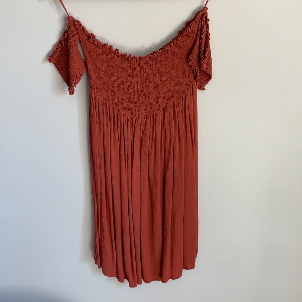Rusty Red Off Shoulder Sundress